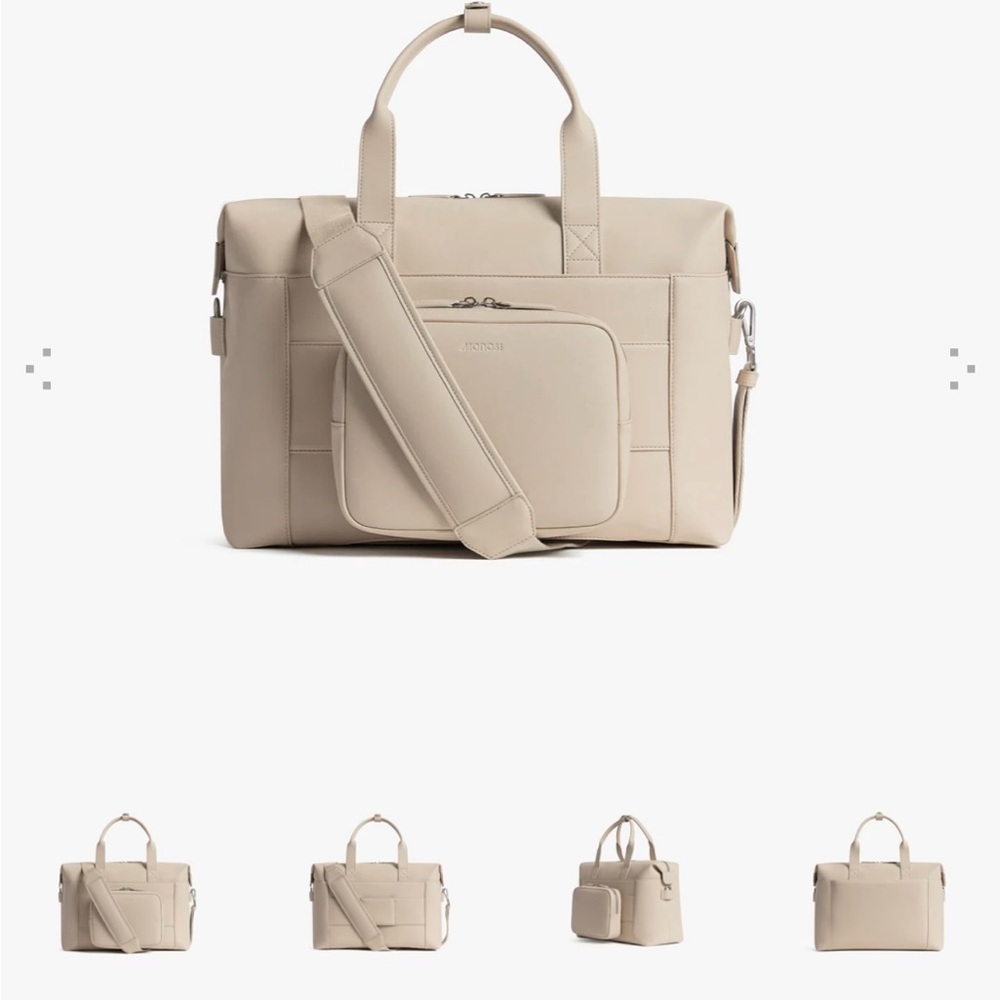 Monos Ivory Metro Duffel - Vegan Leather Laptop Travel Bag